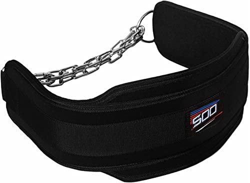 Dip Belt for Powerlifting Weightlifting Weight Belt with Heavy Duty Steel Chain Pullup Dips Gym Lifting Belt for Squat Bodybuilding, Fitness Workout Support Comfortable Neoprene