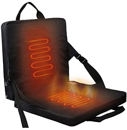 Asientos Calefactables para Estadios, Cojín De Asiento Portátil Plegable De 15x13x13 Pulgadas Asiento De Grada Recargable Ajustable En Temperatura con Respaldo para Camping Caza