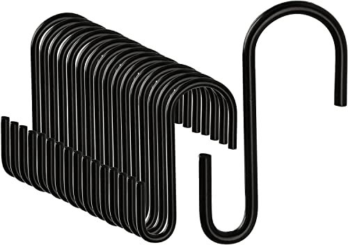 DONQL S Haken, 7.5CM Edelstahl Haken Zum Einhängen, S Hacken Klein Schwerlasthaken Doppelhaken Aufhängehaken für Haken Garderobe, Küchenhaken, Garderobe Haken (20 Stück, Schwarz)