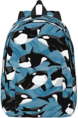 Rucksack Casual Leichte Wale Laptop Rucksack Herren Damen Reisetasche Outdoor Canvas Daypack, Killerwal Orca, S