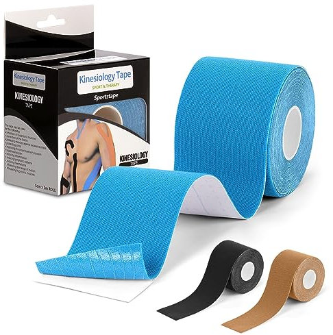 ACWOO Kinesiologie Tape Classic, 5 cm x 5 m, Profi Physio tape, Wasserfestes Kinesiologie Tapes, Kinesio Tape, Medizinisches Tape für Sport Alltag & Physiotherapie, Blau*1