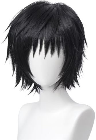 COSPLAZA Toji Kurze Schwarze Männer Women Perücke Anime Rollenspiel Halloween Party Perücke