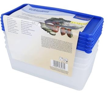 EUROHOME Vorratsdose - 5er Gefrierdosen Set 1L zur Frischhaltung und sicheren Lagerung - Frischhaltedosen für Küche und Gefrierschrank im 5er Set - Brotzeitdosen mit festem Deckel - Vorratsdosen Set