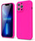 oakxco für iPhone 13 Pro Max Hülle Silikon Case mit Kameraschutz, Ultra Dünn Bunt Handyhülle Mädchen, Einfarbig Handy Hülle Slim Schutzhülle, Matt TPU Weich Gummi Glatt Silikonhülle Bumper, Neon Pink
