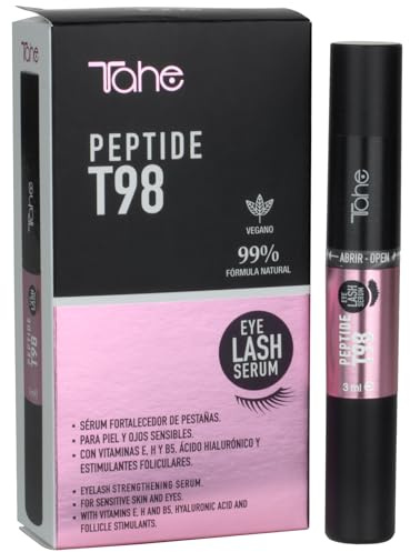 Tahe Peptide T98 Eyes Wimpernstärker-Serum Eyelash mit Vitamin E, H und B5, Hyaluronsäure und Follikelstimulanzien, 3 ml, transparent