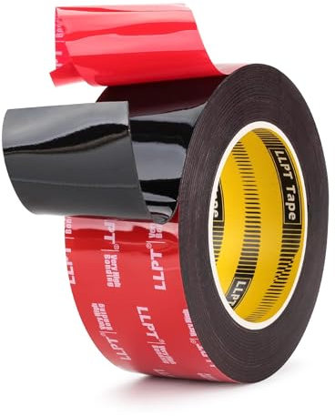 LLPT Doppelseitiges Klebeband Montageband | 51MM*5.5M | Wasserdicht Schwarz Schaumstoffband | Fotorahmen Aufhängebänder für Poster Auto Heimdekoration Nagelboxen(G595250mm)