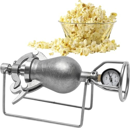 ATLION Traditional Style Hand Popcorn Machine Popcorn, Stainless steel Popcorn Popper Maker with Mini-model Handle and Stand, Capacity: 80-140 Ordinary Corn Kernels(100ML)