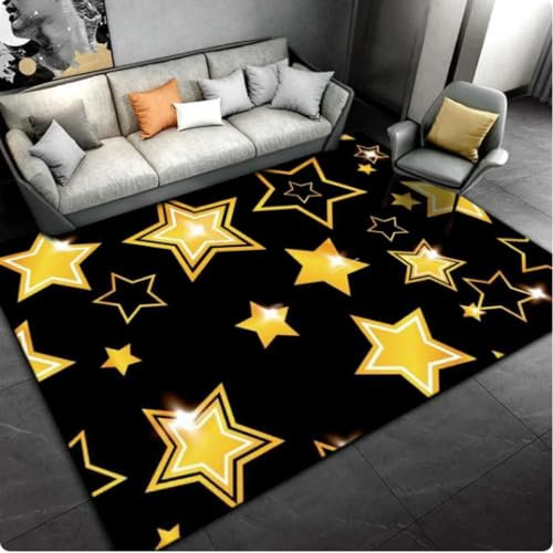 REIWAN Fünf-Punkt Stern Bereich Teppich, Wohnzimmer Schlafzimmer Sofa Dekor Teppich, Badezimmer Küche rutschfeste Fußmatte Türmatte