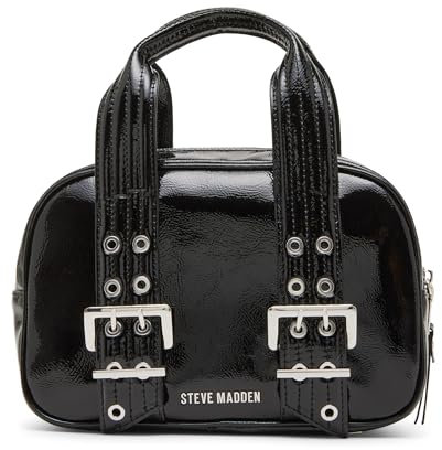 Steve Madden Gretta Umhängetasche mit Rollschnalle, Griff oben, Schwarz, Schwarz, Einheitsgröße