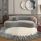 Freyamy Rund Teppich 100cm Hochflor Geometrisch Streifen Teppiche Plüsch Flauschig Weich Waschbar Modern Wohnzimmer Schlafzimmer Dekorative Teppich Küche Fußmatte Haustierteppich
