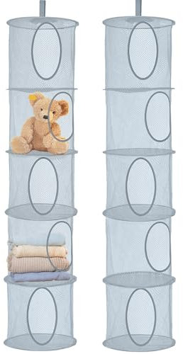ToKinCen 2pc 5 Tier Hanging Storage Net,Toy Storage,Large-capacity categorized storage,Toy Storage Basket Mesh Storage for, Bathroom, Balcony