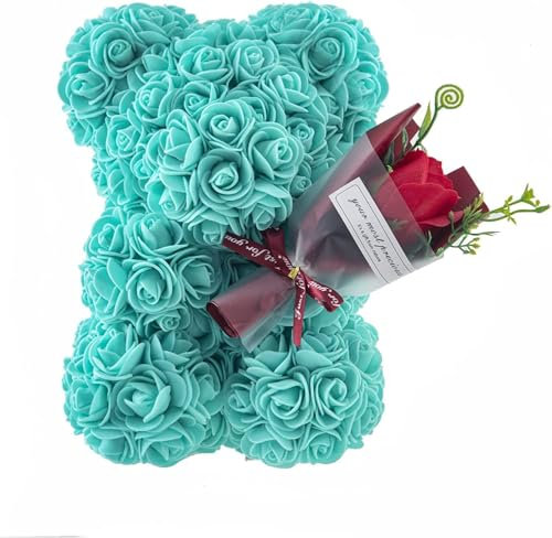 GDJIAYIYI Valentines Gift,Rose Teddy Bear,Rose flower Bear,Artificial Flower Bear, Bear Flower,Birthday Gift, for Women,Ladies,Girlfriends,Girls, Moms, Grandmothers, Fathers (Green)