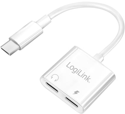 Logilink UA0433 - USB-C Adapter mit PD-Ladeport (PowerDelivery) max. 60 W, Kopfhörer benutzen und gleichzeitig das Telefon Laden