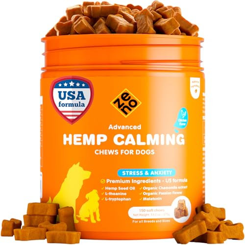 ZENO Hemp Calming Chews For Dogs Anxiety 150 pcs - Dog Anxiety Relief - Calming Chews - For stress, travel, check-up, barking or grooming - Chicken