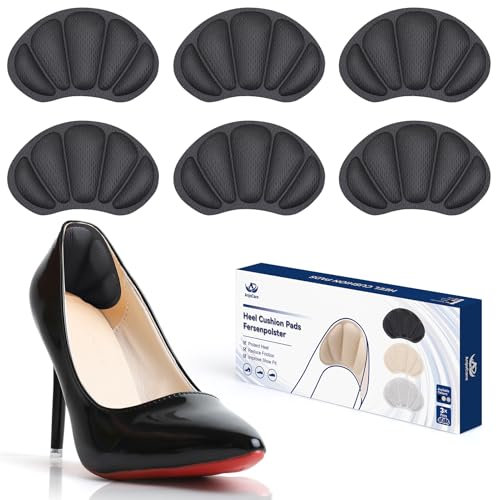 AnjoCare Coussinets de Talon, 3 Paires de Auto-Adhésif Talon Chaussure pour Chaussures Lâches, Talon de Coussin Antidérapants pour Talons Hauts, Baskets, Chaussures en Cuir Trop Grandes
