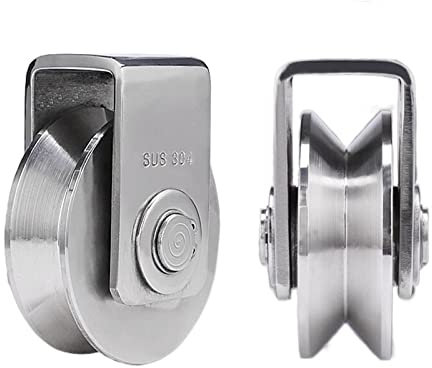 Apriporta elettrico, Rullo motore for cancello scorrevole in acciaio inossidabile 3 pollici 201 Rullo for porta scorrevole con binario a forma di V in acciaio con staffa 1 pezzo for porta del garage d