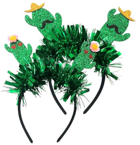 Healeved 2 Stück Kaktus Haarreifen Elastischer Und Langlebiger Kopfschmuck Kreative Party Requisiten Für Familienfeiern Und Fotografie Passgenaues Design Grüner Kaktus Kopfschmuck