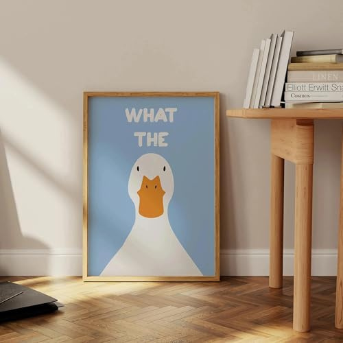 Baibexing Lustiges Süßes Tier „What The Duck“ Poster Drucken Wandkunst Bild Leinwand Malerei Für Badezimmer Schlafzimmer Wohnheim Dekor A2 30X40Cm Kein Rahmen