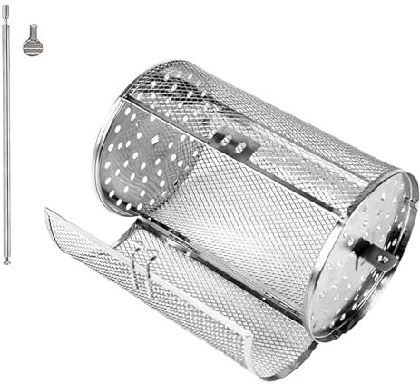 Rollbarer Grillkorb - drehbarer Grillkorb für Outdoor Grill | Edelstahl Grillkorb für Pommes Frites, , Fisch, Fleisch, Kaffeerösten, Netzkorb für