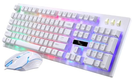 UKCOCO Teclado Mecánico Gaming USB Ratón Ergonómico Teclado y Ratón para Computadora Diseño Luminoso