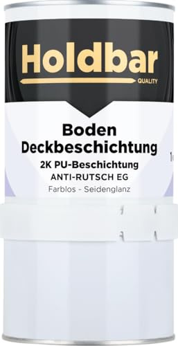 Holdbar Boden Deckbeschichtung Anti-Rutsch (Extra Grob) Seidenglanz 1 Kg - Epoxidharz Bodenbeschichtung Aussen und Innen - Bodenfarbe - Top Beschichtung für Boden Beschichtung - Transparent