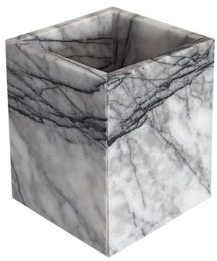 StonePlus Natural Marble Stone Square Storage Container Empty Vessel Holder Cup for Candle/Pens/Sundries Items (Lilac Marble)