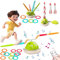 Caossioxin 3 in 1 Children's Sports Set, Musical Jump Game, Toss Ring Game Toys, Stomping Rocket Launcher Toy for Kids, Outdoor Dinosaur Toys with Remote Control for Boys Girls Ages 3-12
