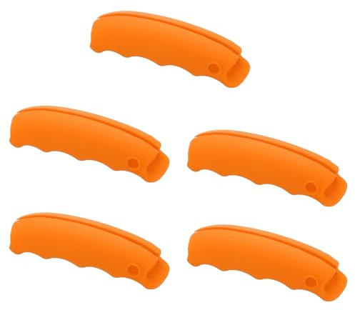 PATIKIL 5Pcs Grocery Bag Carrier Handle Cover, Colored Grocery Bag Carrier Comfortable Silicone Grip Handle Cover for Shopping Garbage Plastic Fabric, Orange