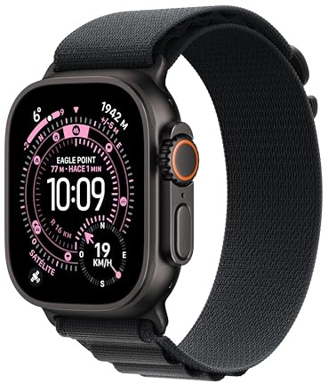 Apple Watch Ultra 3 GPS + Cellular, reloj prémium para running y multideporte con caja de titanio resistente de 49 mm y Correa Loop Alpine negra - Talla L. Monitores avanzados de salud y entreno