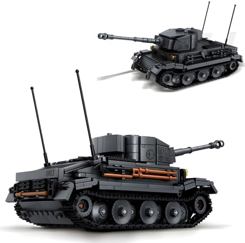 DrmBeyd Technik Tiger (P) Panzer Bausteine, WW2 Klemmbausteine Panzer Tiger VI Spielzeug, Militär Schwererpanzer Bausteine Heim Dekor, Geschenk für Militär Begeisterte, 712+ Teile