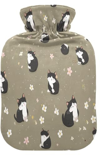 Lovely Cats Hot Cold Water Bottle with Fleece Cover PVC Hot Water Bag 2 Liter