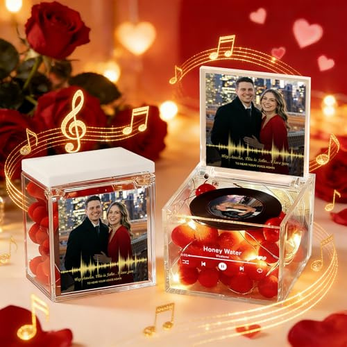 Personalisierte Spotify LED Acrylglas Spieluhr mit Foto, Mini Musik Geschenke mit eigener Lied für Freundin, Romantische Deko für Valentinstag Geburtstag Jahrestag Hochzeitstag Geschenke für Ihn & Sie