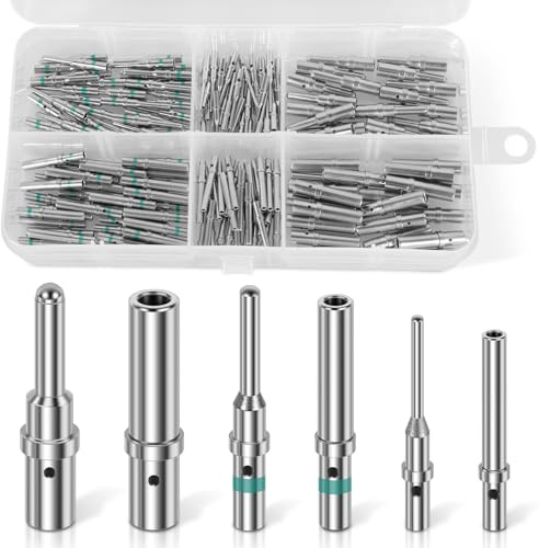 180 Pcs Solid Pin Connector Kit and Socket Barrel Style Contact Pin Kit Size 12 16 20 Male and Female Solid Terminal Wire Gauge Range 12-22 AWG for Deutsch DTP DT DTM Series Connector