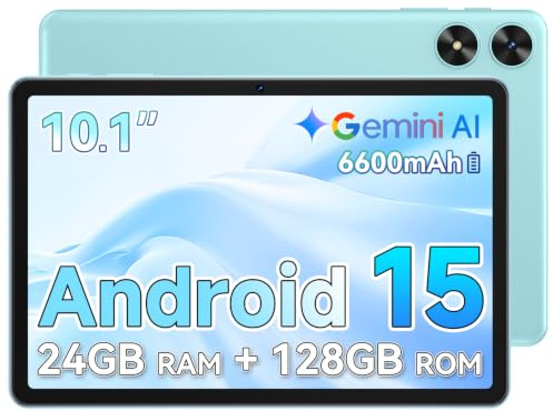 10 Zoll Tablet, Android 15, Quad-Core, 24GB RAM+128GB ROM, Erweiterbar Auf 1TB, 1280x800 HD IPS-Display, 6600 mAh, Dual-WLAN 5G, 8MP+2MP Kamera, GPS, Bluetooth 5.0, Inklusive Schutzhülle (Blau)