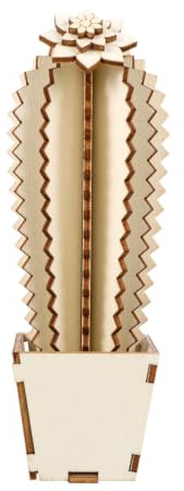 Alipis Simulazione Cactus in Legno, Cactus Finto Decorativo, Ornamento Fai da Te da Assemblare, Decorazione Casa per Soggiorno e Libreria