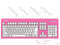 vitalASC Tastiera resistente con cavo USB a 104 tasti, resistente agli schizzi, rosa e bianco, per laptop, Mac, TV e computer (rosa)