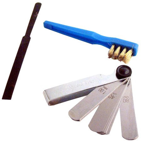 XLTECH 300204 Reinigungsset für Zündkerzen und Ventile: Bürste/Feile/10 Stärken von 0,1 bis 0,9 mm