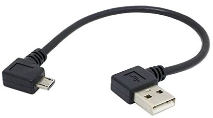 System-S Micro USB Kabel 90° Grad Rechts Gewinkelt Winkelstecker zu USB 2.0 Typ A (male) 90° Grad Rechts Gewinkelt Datenkabel Ladekabel ca. 19 cm