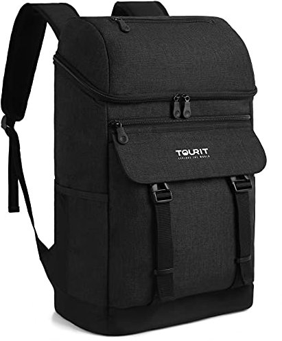 TOURIT Borsa Termica Zaino con Aapribottiglie Grande capacità Borsa Termica per Picnic, Parchi Gite, Viaggi di Famiglia per Uomo e Donna Nero