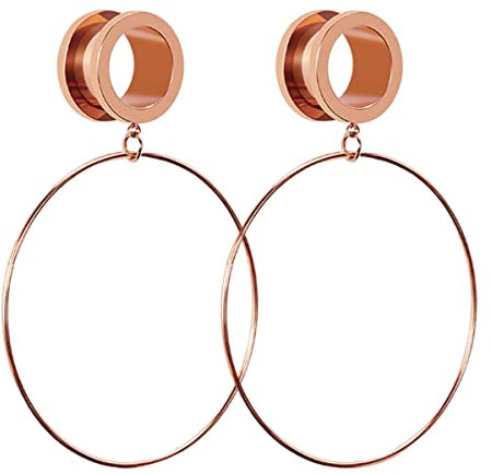 Huacan Tunnel Set Mit Anhänger 6mm 8mm 10mm 12mm 14mm 16mm Ohr Tunnels Sets Silber Rosegold Gold Schwarz Plugs Für Frauen Damen Double Flared Außengewinde Expander Edelstahl Schmuck 2 Stück