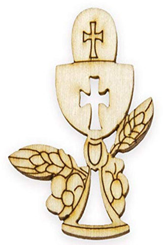Aurora Store.it Lot de 24 pendentifs en verre de communion en bois, 3,5 cm, pour bonbonnières, sacs, marque-place, formes miniatures naturelles