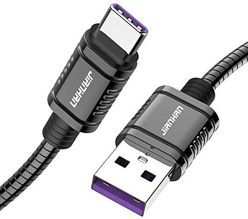 JianHan Câble USB Type C Chargeur 5A USB C Métallique Connecteur Ultra Résistant 1M Charge Rapide pour Huawei P40 Pro,P20,P30 Pro, P30,Mate 20 Pro,Mate 20,Mate 20 RS,nova 5 Pro, Honor 20 Pro