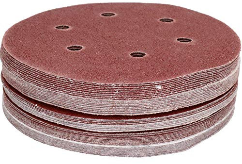 Discos de Lija Abrasivos de Grano Mixto de 150 mm para Lijadoras Orbitales DA, Recambio, 50 Unidades