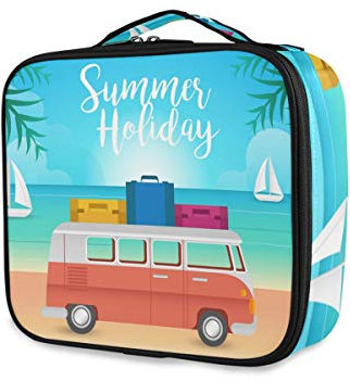 FANTAZIO VW Camper und Strand Kulturbeutel Kosmetiktasche Reise Kulturtasche Multifunktions Kosmetiktasche für Damen