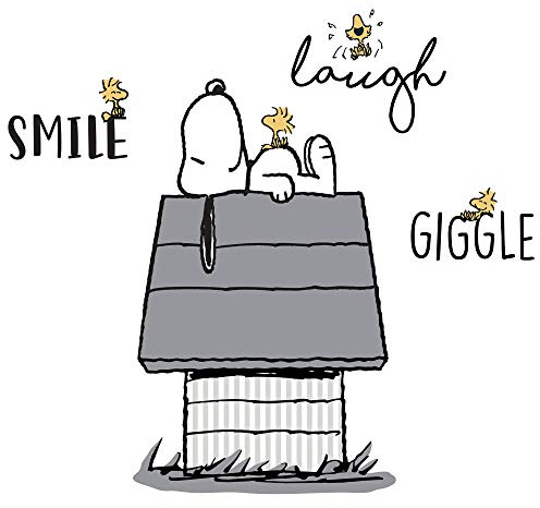 Lambs & Ivy Classic Snoopy w/Woodstock & Dog House Black/Gray Wall Decals | Includes 3 Sheets Measuring 12 x 18, Creates a Mural-Like Look, Easy to Apply