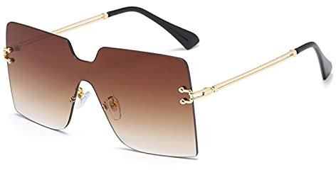 Sunglasses Modische Sonnenbrille Mode Randlose Übergroße Quadratische Sonnenbrille Frauen Sonnenschutzbrille Uv-Schutz L