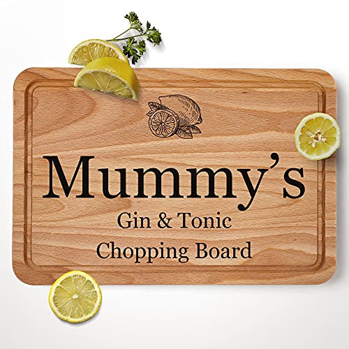 Mummy Gin and Tonic Chopping Board, Funny Gifts Mothers Day, Gift for Mum, G&T Drink Lemon Cutting Kitchen Home Birthday