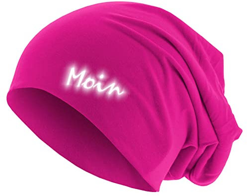 Stylischer Jersey Beanie aus Baumwolle mit reflektierendem Moin Druck – Perfekt für Nordlichter, ideal für Freizeit und Sport, Unisex, vielseitig tragbar Pink XS/S