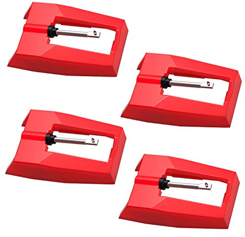 DIGITNOW Turntable Needles, Phonograph Needle for Technics Turntable, Replacement Needle for LP Vinyl Player, More Brands 4 Pack Red