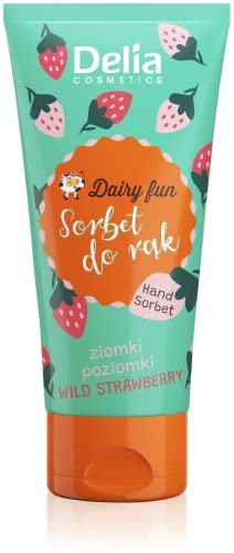 Delia Cosmetics - Dairy Fun - Sorbet für die Hände - Wilde Erdbeere - Spendet Feuchtigkeit, Pflegt, Strafft, Regeneriert - Intensiver Duft - Duftende und Glatte Haut - Natürliche Extrakte - 50g
